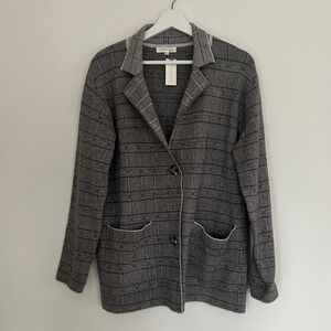 NWT Little Lies Womens Small Blazer Jacket Notch Plaid Small Gray Office‎ Chic
